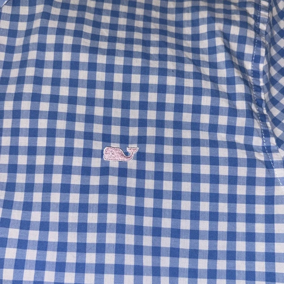 Vineyard Vines Gingham Picnic Style Plaid Size 10 Blue White Button Down Relaxed - Picture 7 of 11